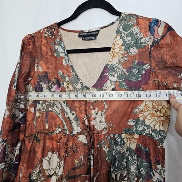 Hemant & Nandita For Anthropologie Zeri Floral Tiered Peasant Dress 0 - Picture 10 of 13